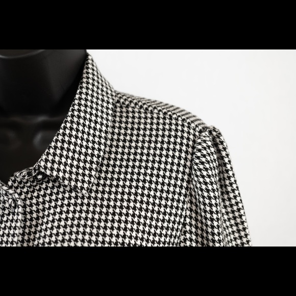 Zara Houndstooth print long sleeve buttons down shirt size M - Picture 4 of 16